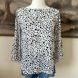 Ann Taylor Black and White Polka Dot Blouse